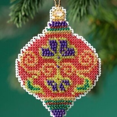 Mill Hill Beaded Holiday - Crimson Cloisonne Beaded Ornaments - 2.5inx3.25in