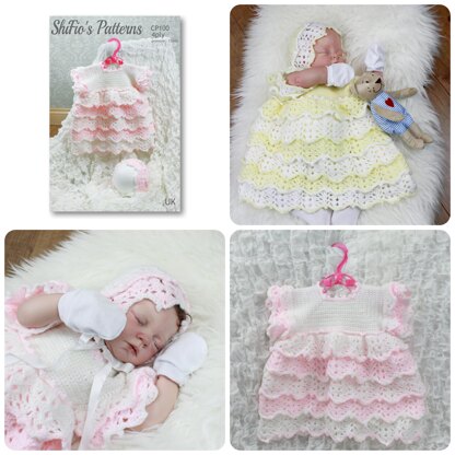 Crochet Pattern baby dress & hat UK & USA Terms #100
