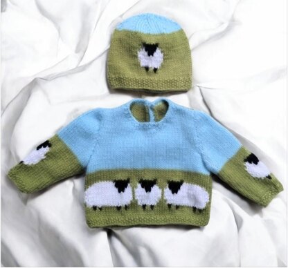 Baby Sheep and Sky Jumper and Hat