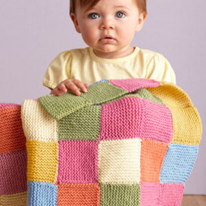 Bright Garter Patches Throw in Lion Brand Vanna's Choice Baby - L0331