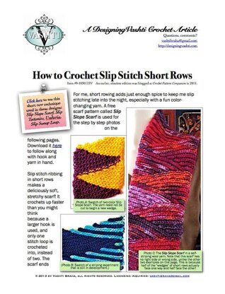 Slip Stitch Short Row Tutorial Crochet pattern by Vashti Braha, Knitting  Patterns