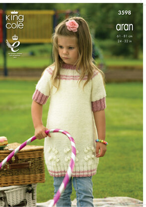 Dress and Cardigan in King Cole Big Value Aran - 3598