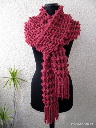 Chunky Crochet Long Scarf With Fringe