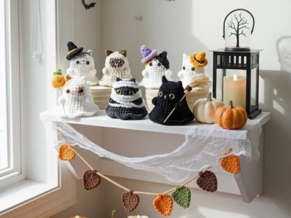 Cat Crochet Pattern, Halloween Cats Crochet Pattern, No Sew Crochet Pattern