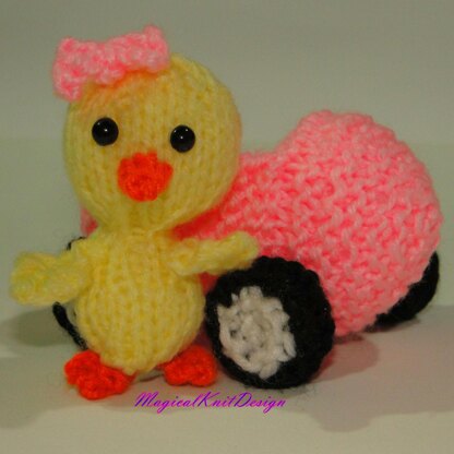 Lola on her egg-shaped car