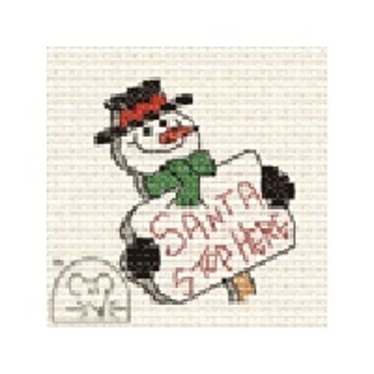 Mouseloft Christmas Card Stitchlet - Santa Stop Here Cross Stitch Kit - 64mm