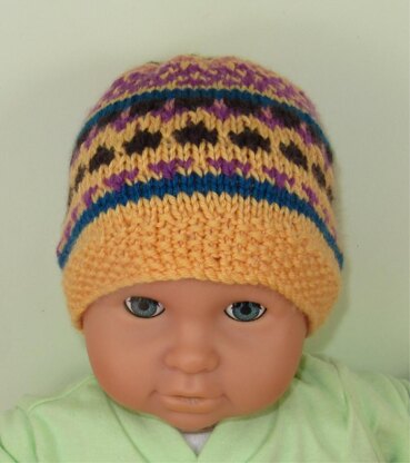 Baby and Toddler Simple Fairisle Beanie Hat