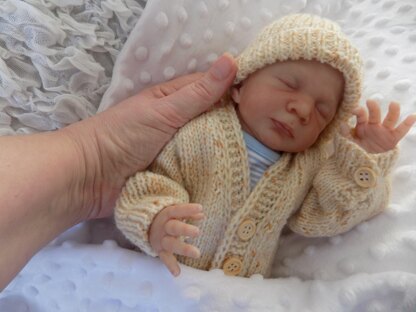 Premature Baby Ribbed Cardi and Hat