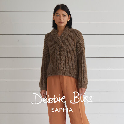 Katie Shawl Collar Sweater -  Knitting Pattern for Women in Debbie Bliss Saphia - knitting pattern