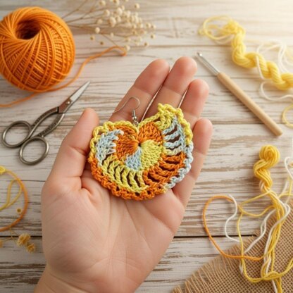 Crochet heart earrings PDF + Video Tutorial