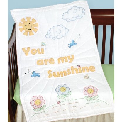 Jack Dempsey Stamped White Quilt Crib Top - You Are My Sunshine - 40in x 60in