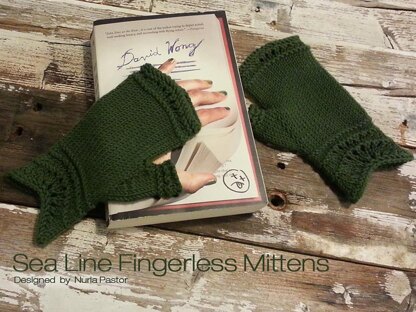 Sea Line Fingerless Mittens