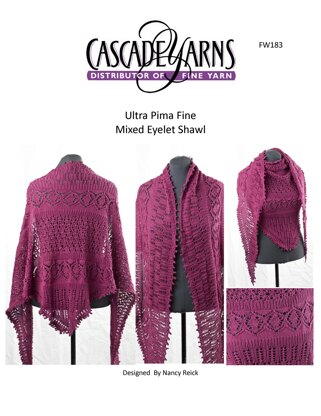 Cascade Yarns FW183 Ultra Pima Fine Mixed Eyelet Shawl (Free)