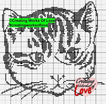 B&W Cat Face Stitch GRaph