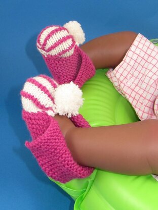 Baby Granny Bobble Stripe Slippers