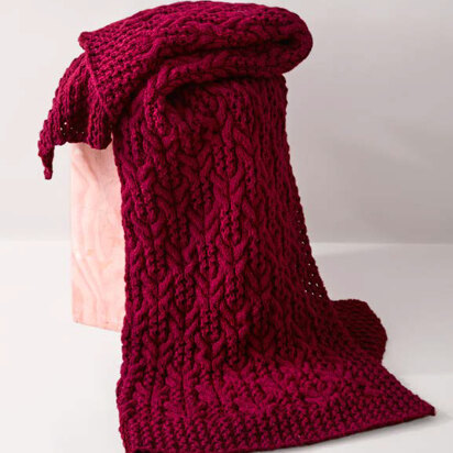 Lattice Cable and Lace Blanket in Caron United - Downloadable PDF - knitting pattern