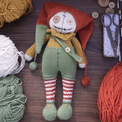 Peter Halloween clown doll knitting pattern