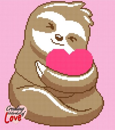 Sloth Hugging Heart Stitch Graph