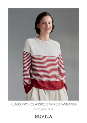 Klassikko (Classic) Striped Sweater in Novita WoollyWood - Downloadable PDF