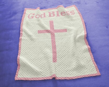Baptism Girl Blanket C2C Crochet Pattern