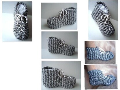 656 KNITTING PATTERN, laced short slippers, baby to adult