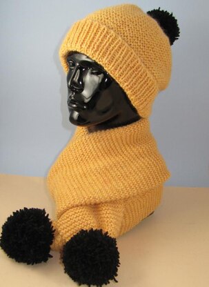 Easy Chunky Big Bobble Beanie Hat and Scarf Set