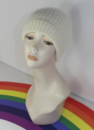 Adult and Teen Aran Rib Ski Beanie Hat Circular