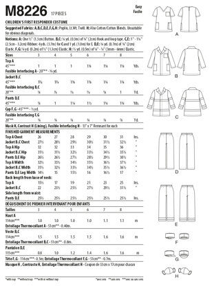 McCall's Children's First Responder Costume M8226 - Paper Pattern, Size 3-4-5-6-7-8