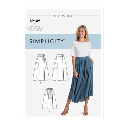 Simplicity Misses' Wrap Skirts In Various Lengths With Tie Options S9109 - Sewing Pattern