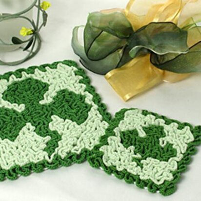 Wiggly Shamrock Hot Pad and Coaster