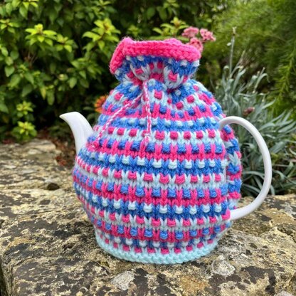 Lilac Speckled Rib 4 Cup Teapot Cosy Knitting Pattern