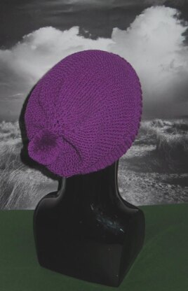 Rib Cuff Moss Stitch (Seed Stitch) Bobble Slouch Hat