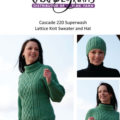 Lattice Knit Sweater & Hat in Cascade 220 Superwash - W210