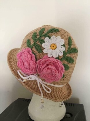 Rose in the Garden Crochet Summer Hat