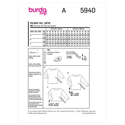 Burda Style Misses' Top B5940 - Sewing Pattern