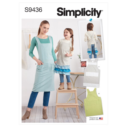Simplicity Adults' and Children's Aprons S9436 - Paper Pattern, Size XS - L / XS - XL