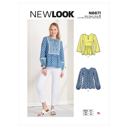 New Look N6671 Misses' Top N6671 - Paper Pattern, Size A (4-6-8-10-12-14-16)