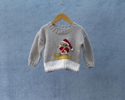 P161 Children's Teddy on a Sleigh Jumper