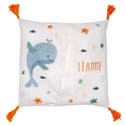 Vervaco Whales Fun Embroidery Pajama Bag Kit - 30 x 30 cm