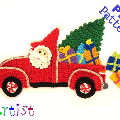 Christmas Truck crochet applique pattern
