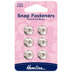 Hemline Snap Fasteners: Sew-on: Nickel: 13mm: Pack of 6