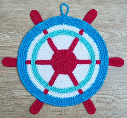 212 Ship wheel decor or Potholder