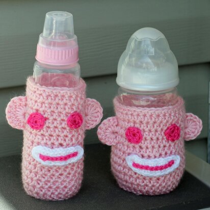 Sock Monkey Baby Bottle Cozy