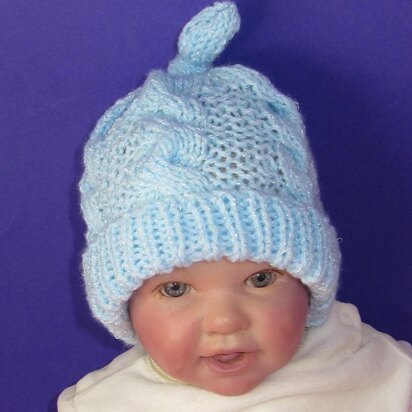 Baby Simple Cable Stitch Topknot Beanie Hat