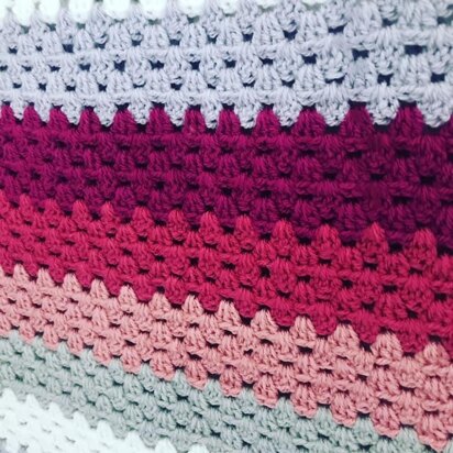 Granny Stripe Crochet Blanket with Crab Stitch Border