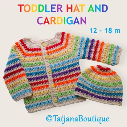 Rainbow Toddler Hat and Cardigan