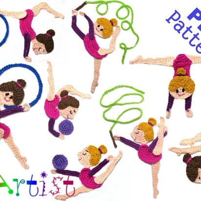 Gymnastic 1-8 Crochet Applique Pattern