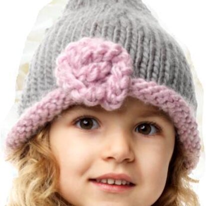 Pixie Hat with Flower * Girl and Adult sizes * Knitting Pattern