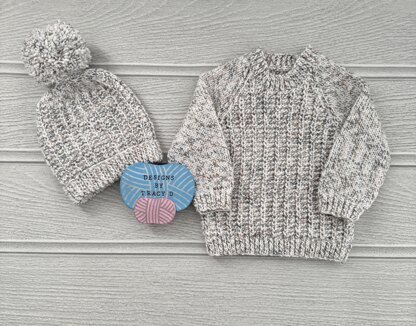 Quinn Baby sweater and Hat 18"-22" chest size