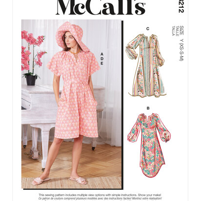 McCall's Misses' Dresses, Belt, Hat & Mask M8212 - Sewing Pattern